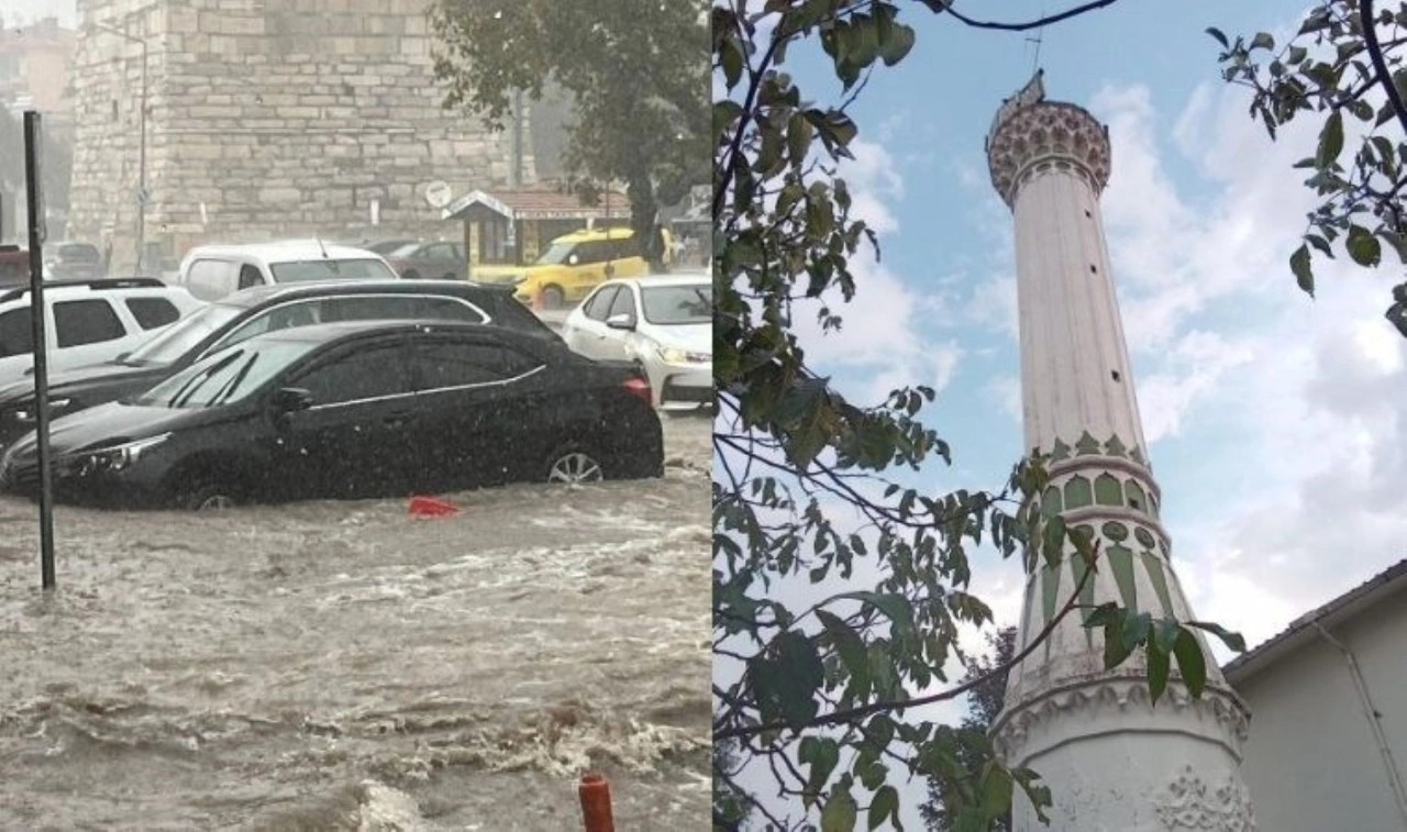 Çanakkale'de kuvvetli sağanak: Yıldırım düştü, cami minaresi yıkıldı