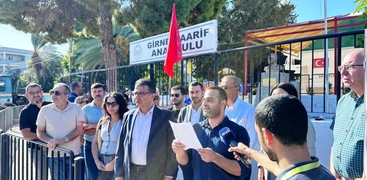 CTP Girne İlçesi, Girne Maarif Anaokulu önünde basın açıklaması yaptı