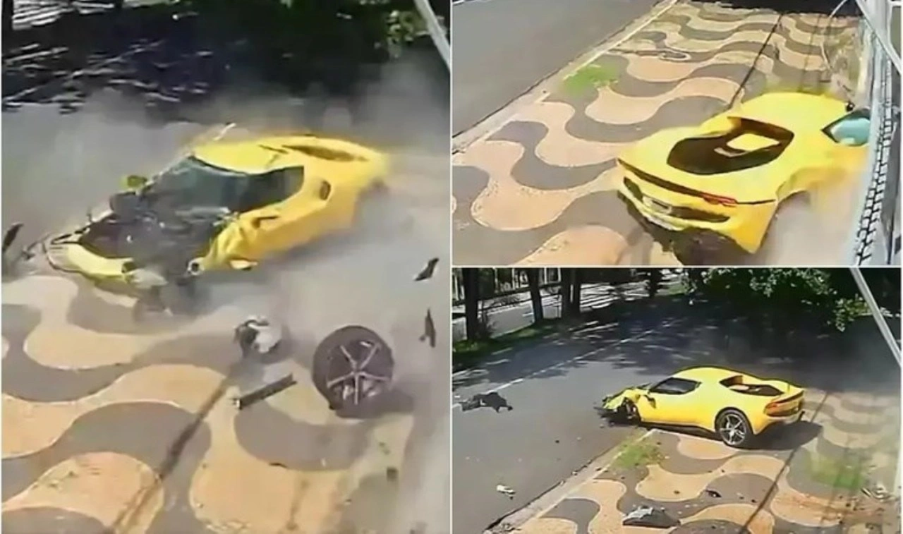 Ferrari ile hız tutkusu evin duvarında bitti: Ölümden kıl payı kurtuldu