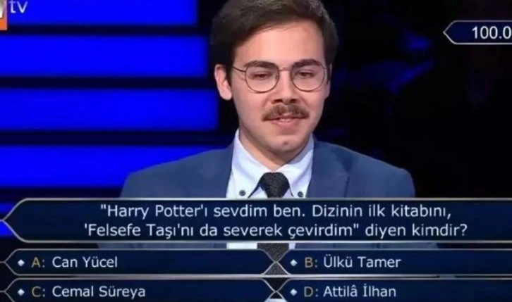 Kim Milyoner Olmak İster sorusu: Harry Potter Felsefe Taşını çeviren kimdir?