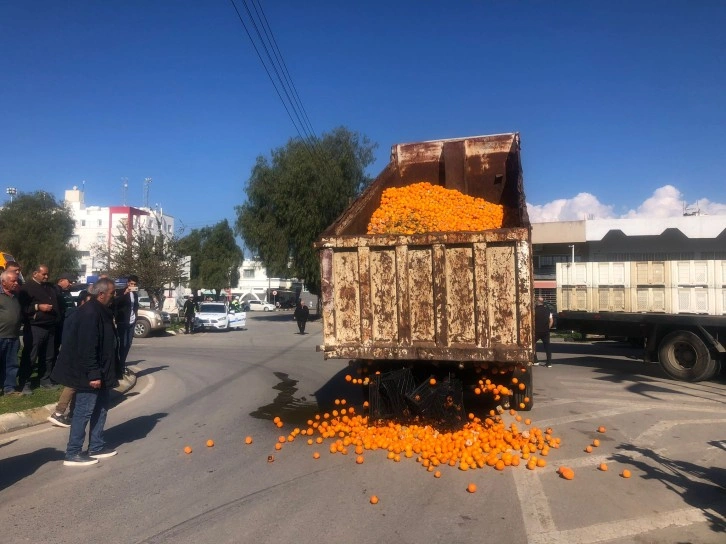 Narenciyeciler Güzelyurt çemberinde eylem yaptı