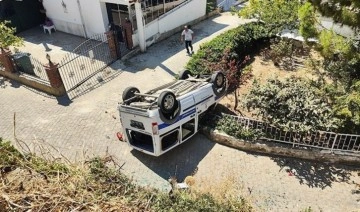 El freni tam çekilmeyen resmi araç sitenin bahçesine uçtu