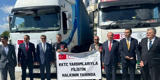 KKTC'den Gazze'ye insani yardım taşıyan 2 tır gönderildi