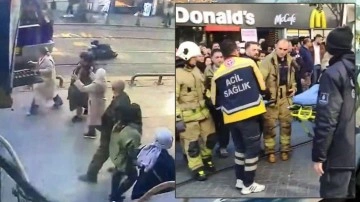 Sultanahmet'te tramvayın yayaya çaptığı anlar kamerada